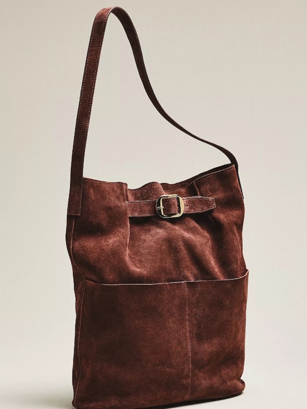 Anthropologie Buckled North-South Suede Tote Bag